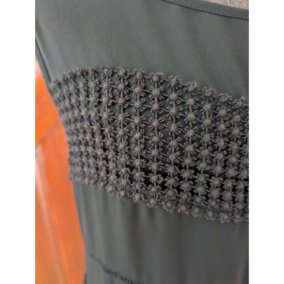 Loft Womens Black Sleeveless Top With Crochet Stripe Detail Size M - Picture 2 of 7